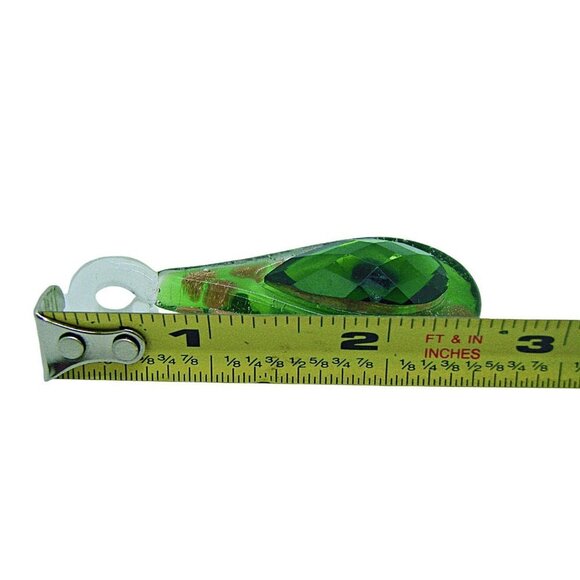 Emerald Green Teardrop Handmade Glass and Stone Fashion Pendant Gold Specks - Picture 9 of 11